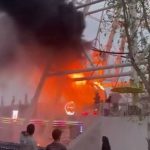 اطفای آتش سوزی چرخ‌وفلک شهربازی محمودآباد + ویدئو