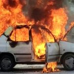 حریق وحشتناک پراید در اتوبان قم