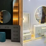 میز آرایشی دخترانه زیبا؛ ۱۵ مدل آینه نورانی مدرن برای اتاق خواب شیک