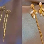 گوشواره آویزی طلا زیبا؛ ۱۵ مدل مینیمال و درخشان مخصوص استایل‌های روزمره